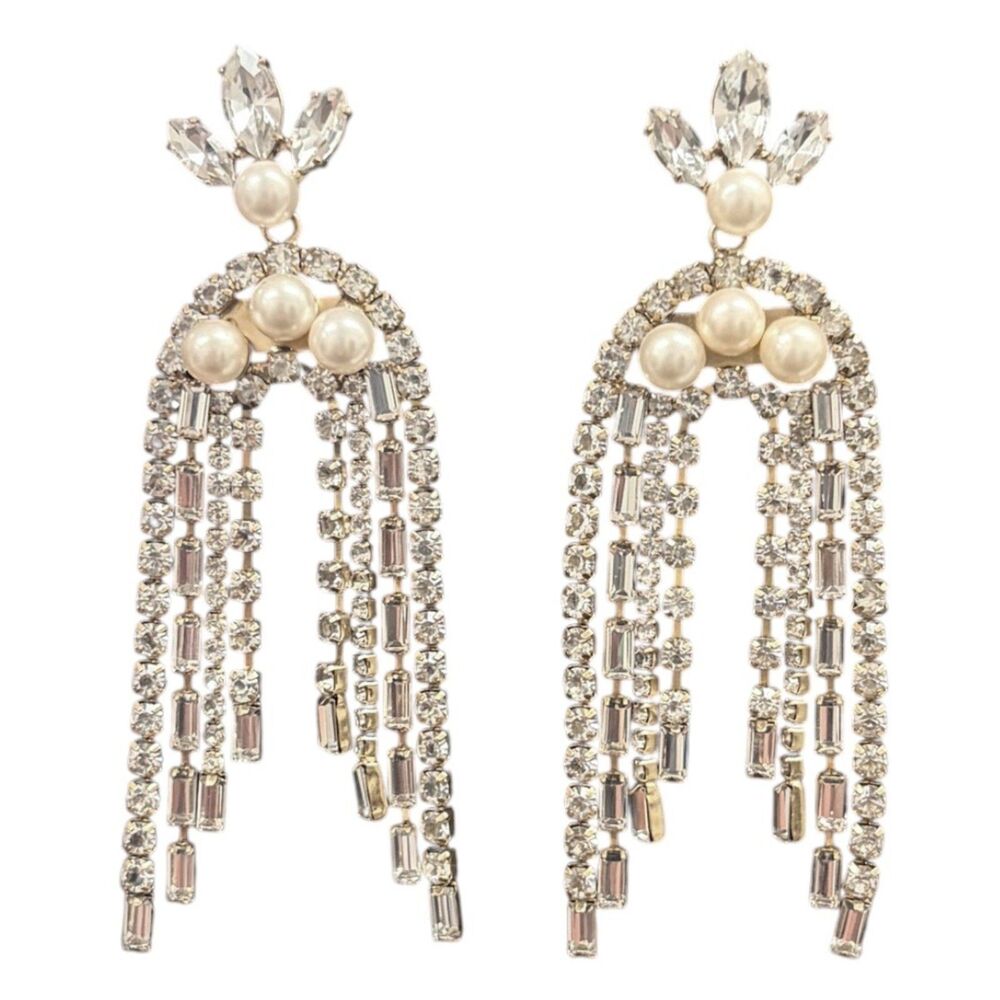 Stella & Dot Crystal Waterfall 2-in-1 Convertible Chandelier Rhinestone Earrings